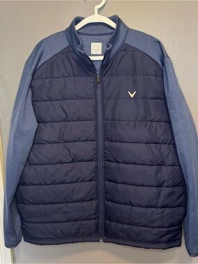 Callaway Two-Tone Quilted Golf Jacket in Navy and Slate